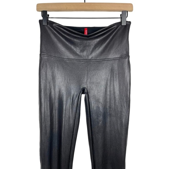 SPANX Faux Leather Leggings Black Large Casual Dressy Ankle Length - Picture 7 of 15